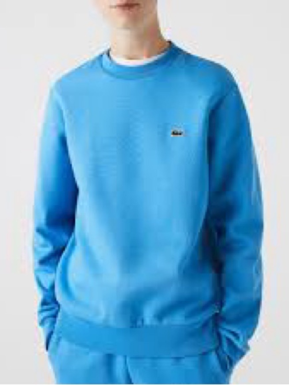 Unisex Lacoste Classic Crew Sweatshirt Turquoise Blue Alligator Preppy Size L